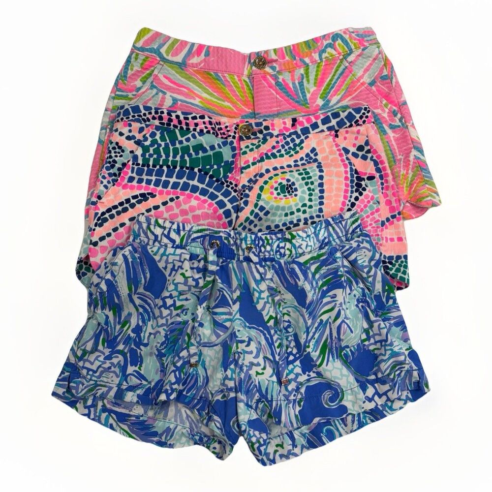 Lilly Pulitzer Shorts Size 00 LOT OF 3 Bright Preppy Buttercup Summer